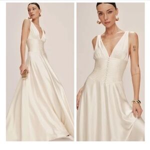 Reformation Arianwen Satin Gown Dress Wedding Bridal Fior Di Latte Sz 0 w/ tags